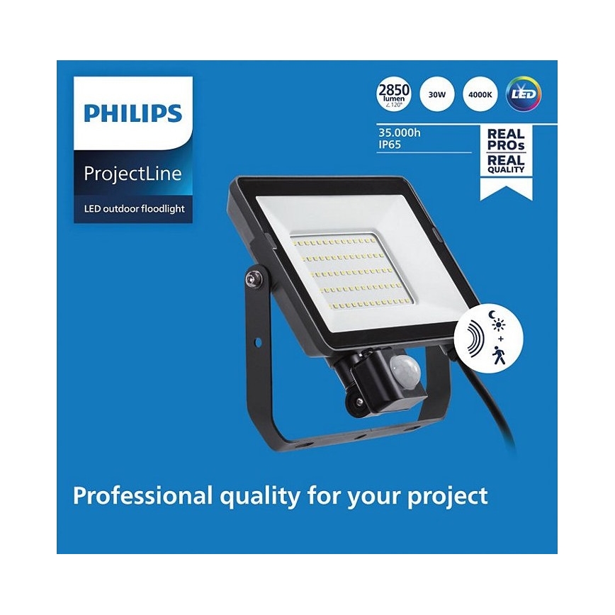 Philips - LED strålkastare för utomhusbruk med en sensor PROJECTLINE LED/30W/230V IP65 4000K