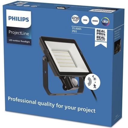 Philips - LED strålkastare för utomhusbruk med en sensor PROJECTLINE LED/50W/230V IP65 4000K