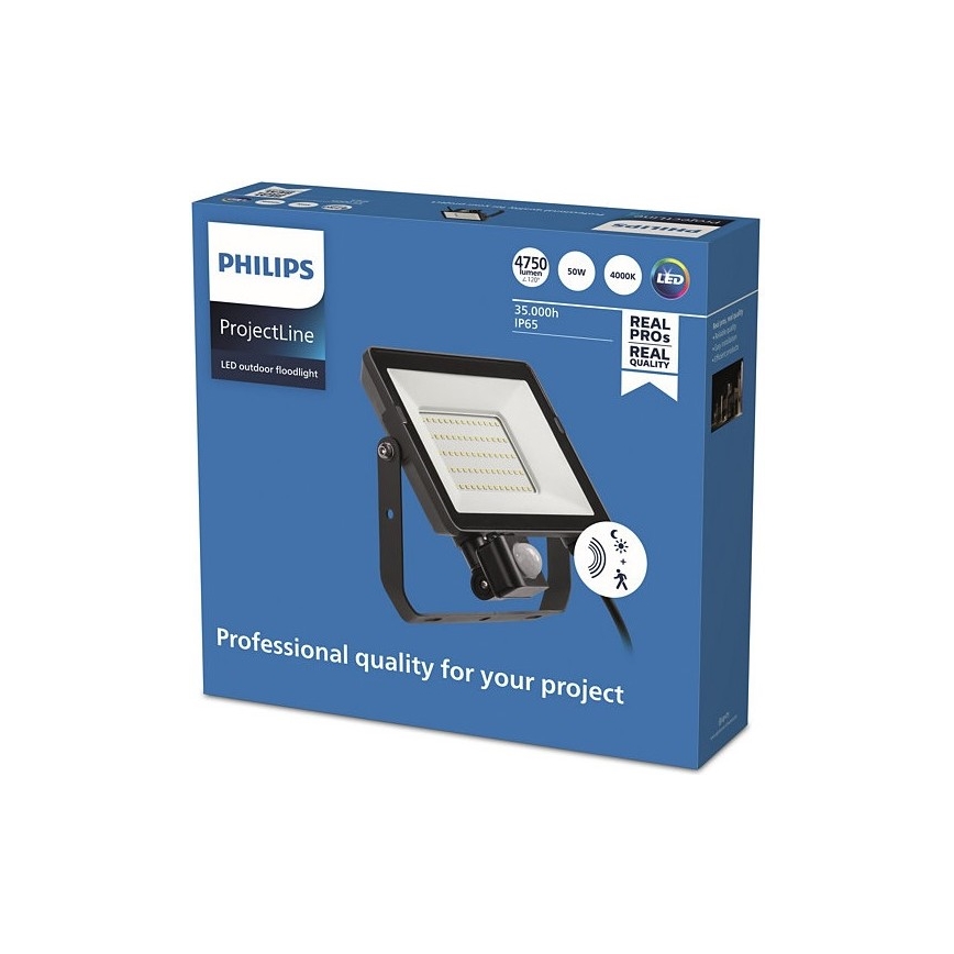 Philips - LED strålkastare för utomhusbruk med en sensor PROJECTLINE LED/50W/230V IP65 4000K