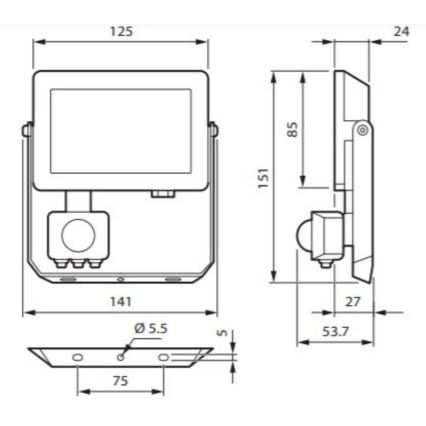 Philips - LED strålkastare med sensor DECOFLOOD LED/20W/230V IP65