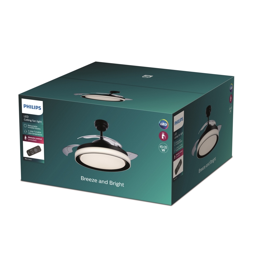 Philips - LED Takfläkt  LED/35W/230V 5500/4000/3000K svart  + fjärrkontroll