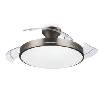 Philips-LED taklampa med en fläkt BLISS LED/35W/230V 5500/4000/2700K nickel + fjärrkontroll