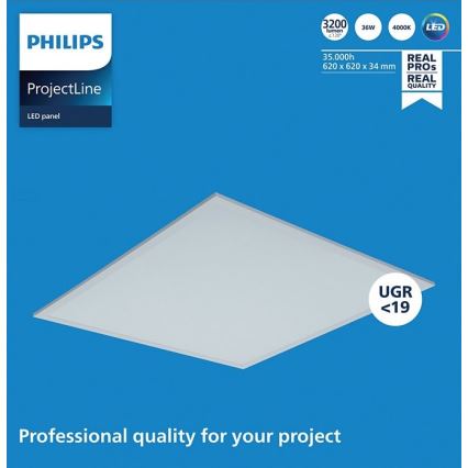 Philips - LED upphängd takpanel PROJECTLINE LED/36W/230V 62x62 cm