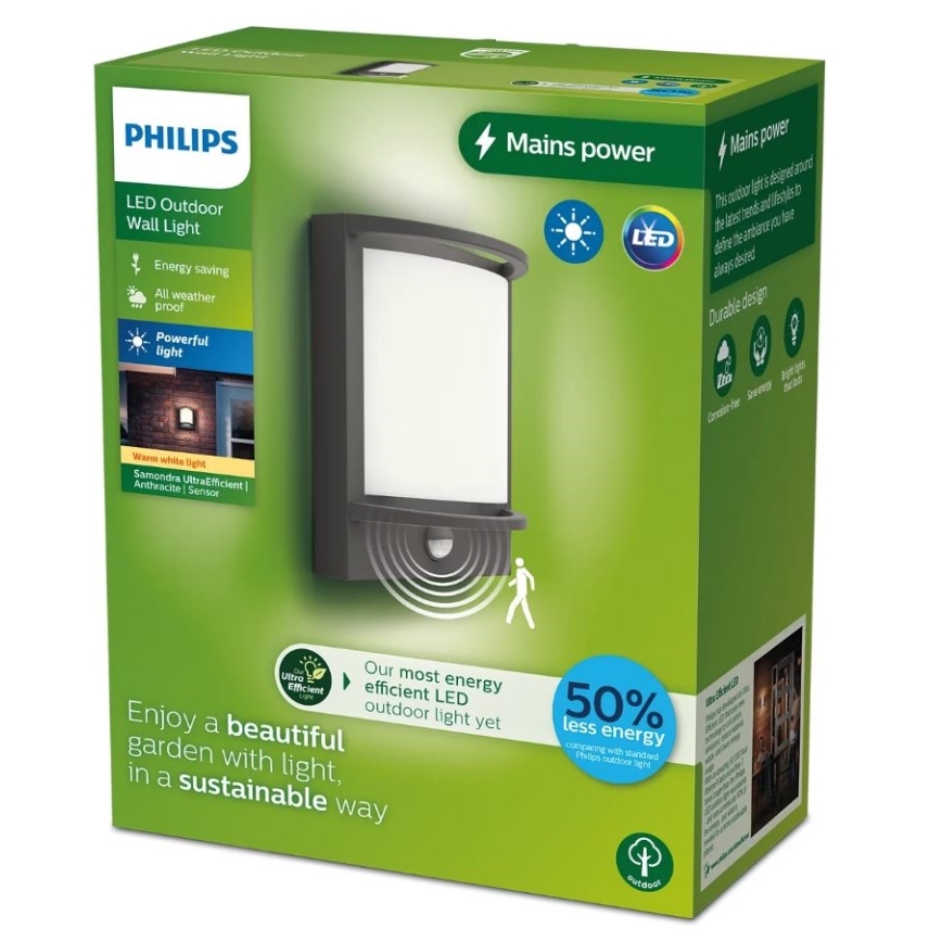 Philips - LED Utomhus vägglampa med sensor SAMONDRA LED/3,8W/230V IP44