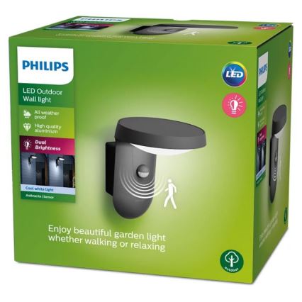 Philips - LED Utomhus vägglampa med sensor LED/9W/230V 4000K IP44