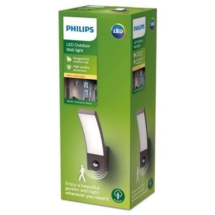 Philips - LED Utomhusbelysning med sensor LED/12W/230V 2700K IP44