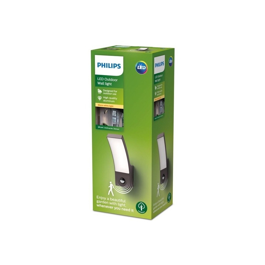 Philips - LED Utomhusbelysning med sensor LED/12W/230V 2700K IP44