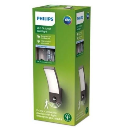 Philips - LED Utomhusbelysning med sensor LED/12W/230V 4000K IP44