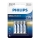 Philips LR03E4B/10 - 4 st Alkalinebatteri AAA ULTRA ALKALINE 1,5V 1250mAh