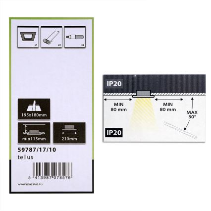 Philips Massive 59787/17/10 - Infälld Belysning TELLUS 2xE27/23W/230V