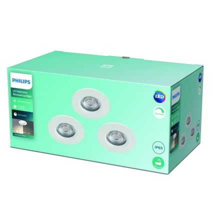 Philips - PAKET 3x LED Dimbar Badrumsbelysning LED/5W/230V 2,700K IP65