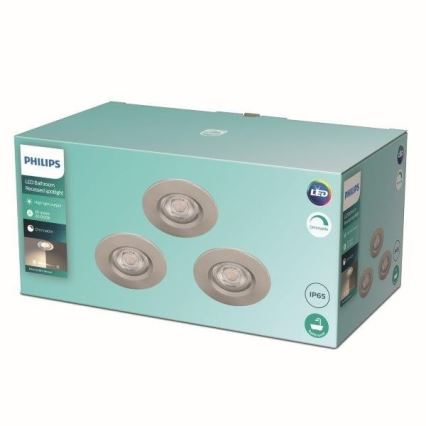 Philips - PAKET 3x LED Dimbar Badrumsbelysning LED/5W/230V 2,700K IP65