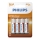 Philips R6L4B/10 - 4 st Zinkklorid Batterier AA LONGLIFE 1,5V 900mAh