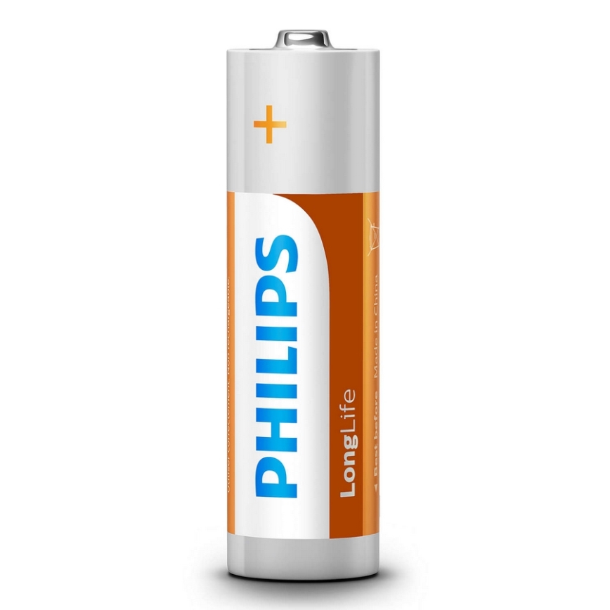 Philips R6L4F/10 - 4 st Zinkklorid Batterier AA LONGLIFE 1,5V 900mAh