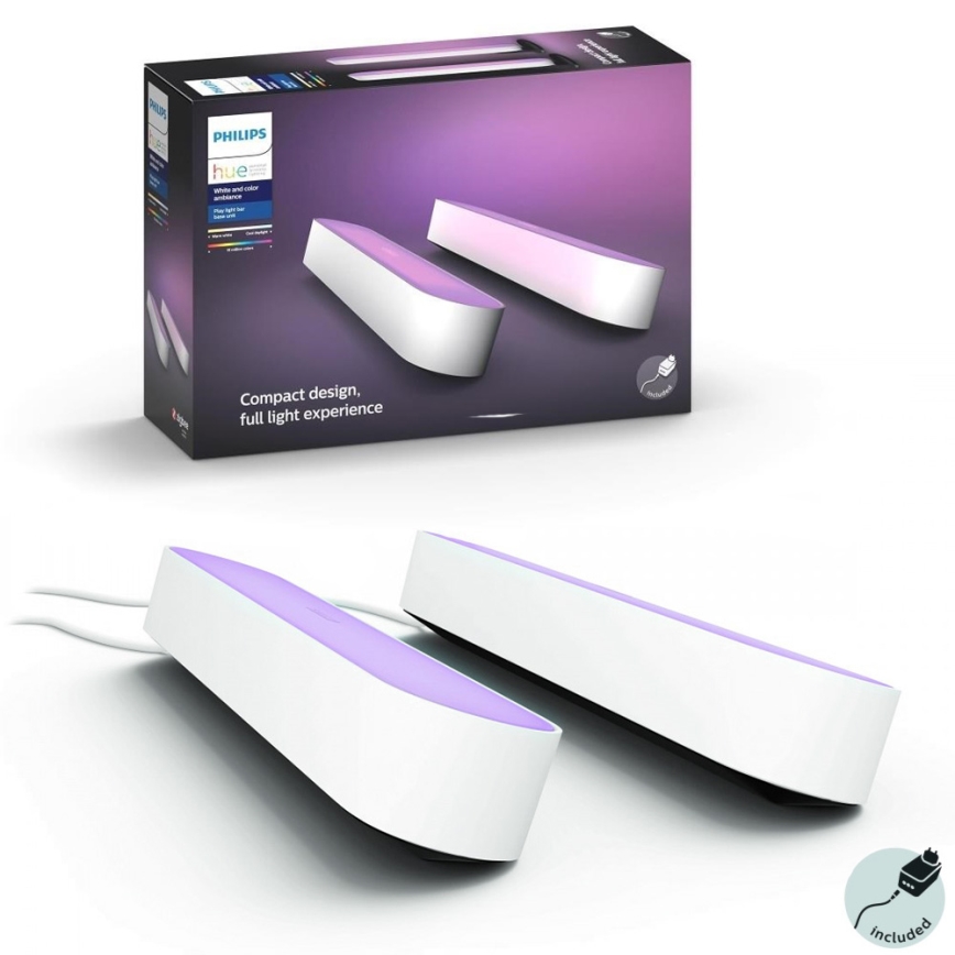 Philips - SET 2x LED RGB Dimbar Bordslampa Hue PLAY  DPAKET WACA 6W/230V vit