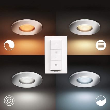 Philips - SET 3x LED Dimbar Badrumsbelysning Hue ADORE 1xGU10/5W/230V IP44 + Fjärrkontroll