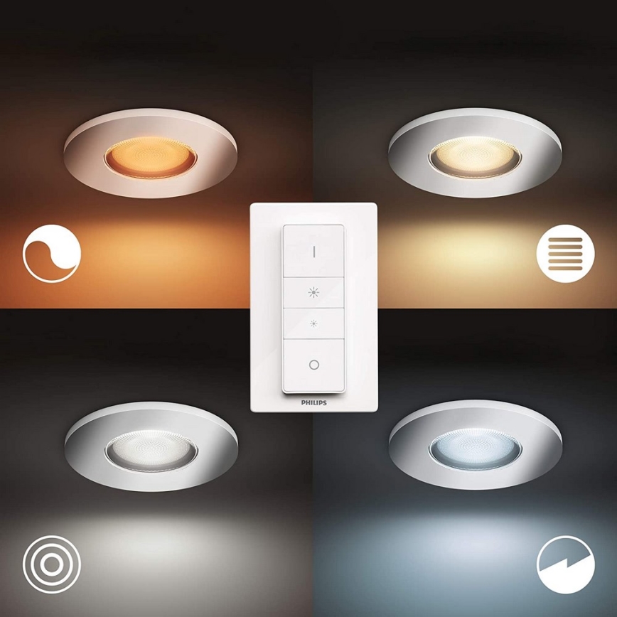 Philips - SET 3x LED Dimbar Badrumsbelysning Hue ADORE 1xGU10/5W/230V IP44 + Fjärrkontroll