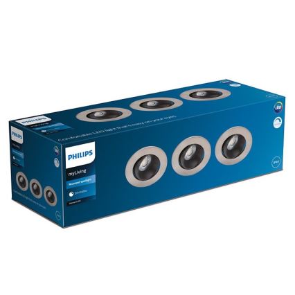 Philips - SET 3x LED Dimbar badrumsbelysning ABROSA LED/9W/230V IP44