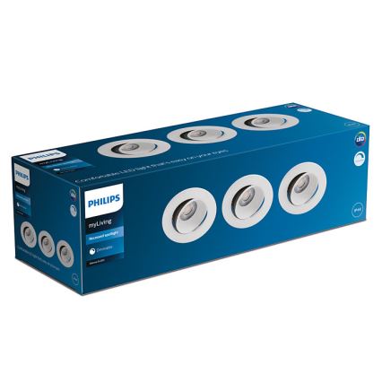 Philips - SET 3x LED Dimbar infälld badrumsbelysning ABROSA LED/9W/230V IP44