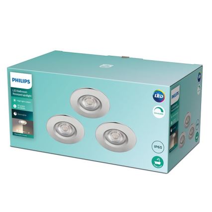Philips - SET 3x LED Dimbar Badrumsbelysning DIVE LED/5W/230V IP65
