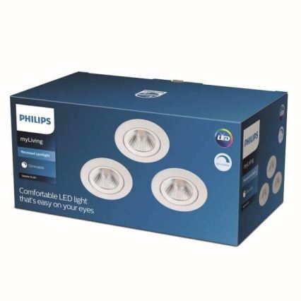 Philips - SET 3x LED Dimbar infälld belysning DIVE LED/5,5W/230V 2700K