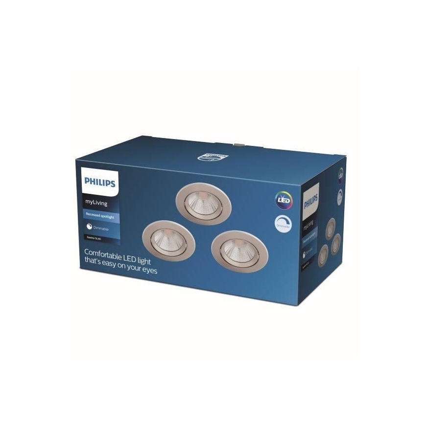 Philips - SET 3x LED Dimbar infälld belysning DIVE LED/5,5W/230V 2700K