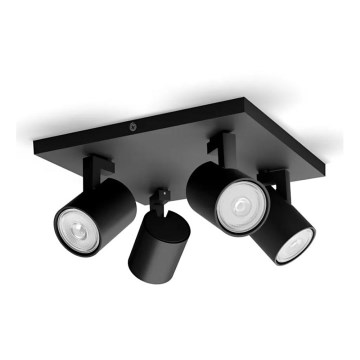 Philips - Spotlight 4xGU10/20W/230V svart
