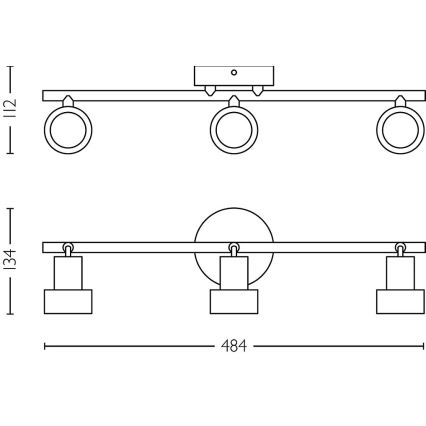 Philips - Spotlight CONDUIT 3xGU10/5W/230V svart/mässing