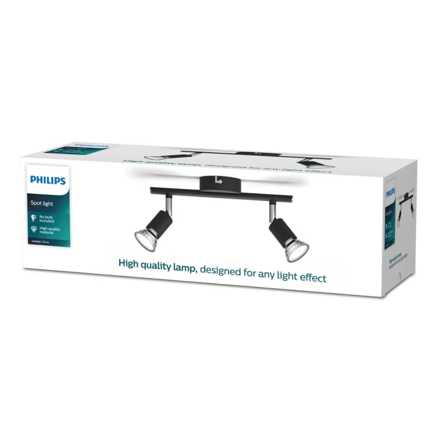 Philips - Spotlight 2xGU10/50W/230V svart