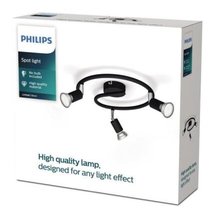 Philips - Spotlight 3xGU10/50W/230V svart