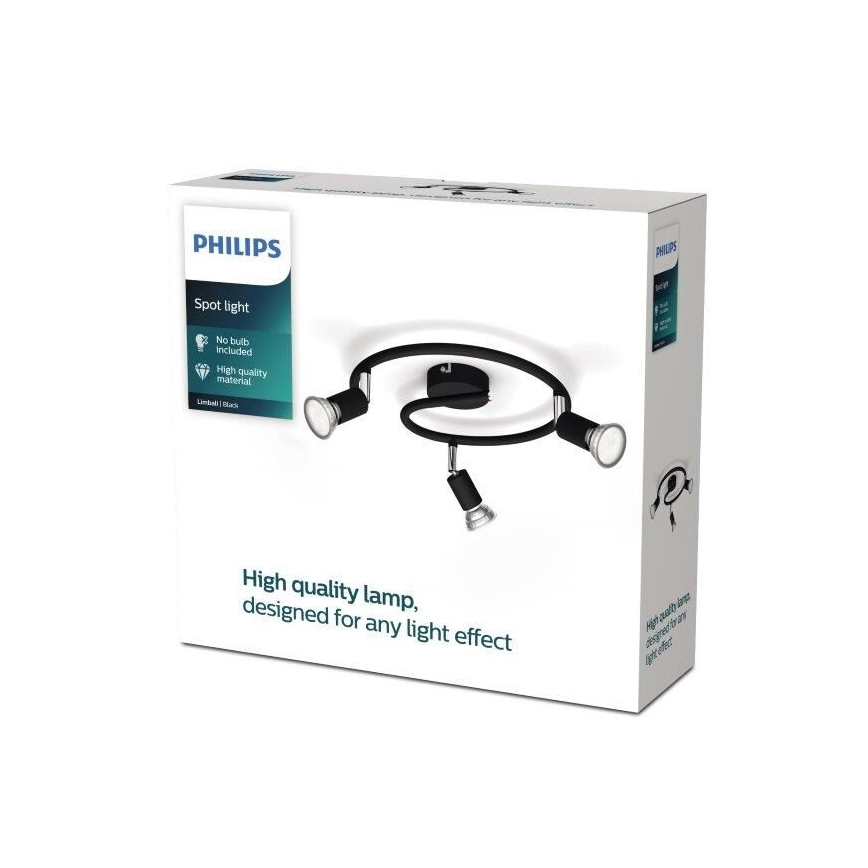 Philips - Spotlight 3xGU10/50W/230V svart
