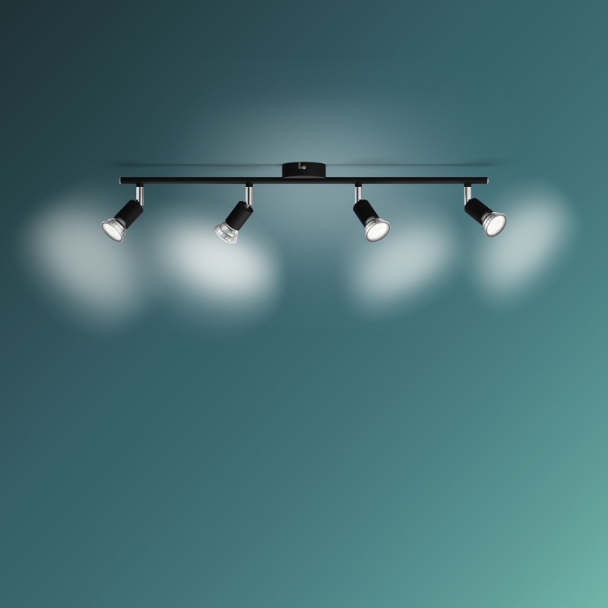 Philips - Spotlight 4xGU10/50W/230V svart