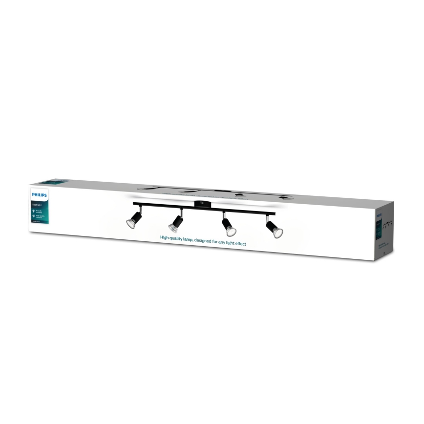 Philips - Spotlight 4xGU10/50W/230V svart