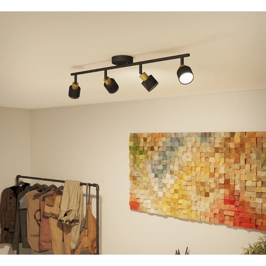 Philips - Spotlight NIALL 4xGU10/5W/230V svart/mässing