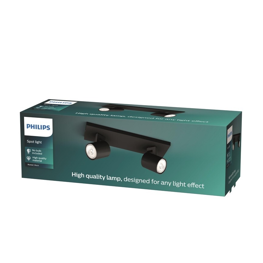 Philips - Spotlight RUNNER 2xGU10/20W/230V svart