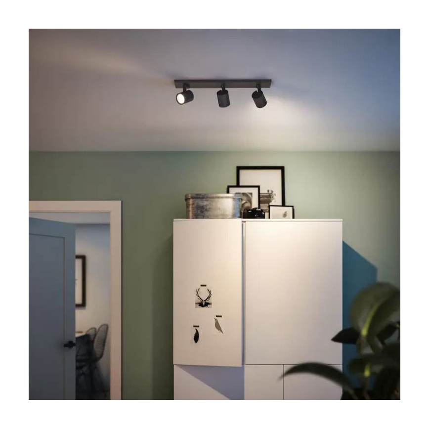 Philips - Spotlight RUNNER 3xGU10/20W/230V svart