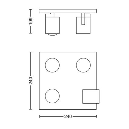 Philips - Spotlight 4xGU10/20W/230V svart