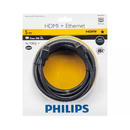 Philips SWV2434W/10 - HDMI kabel with Ethernet, HDMI 1.4 A connector 5m svart