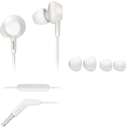 Philips TAE4105WT/00 - Hörlurar med mikrofon JACK 3,5 mm vit