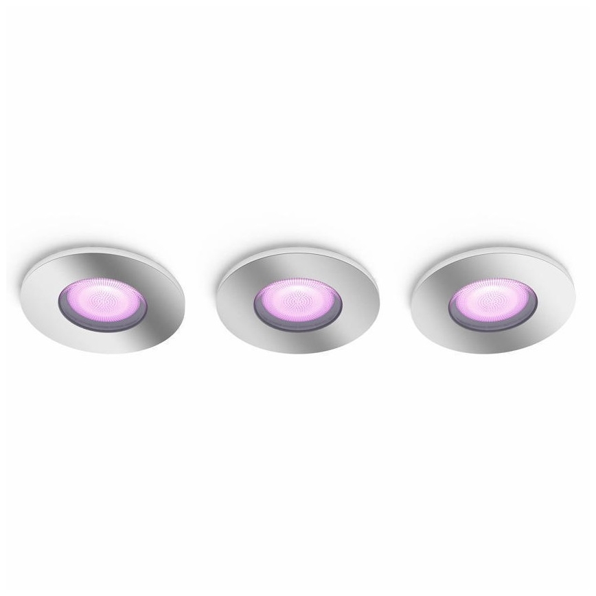 Philips - UPPSÄTTNING 3xLED RGB ljusreglerad badrumslampa  Hue XAMENTO 1xGU10/5,7W/230V IP44 2000-6500K