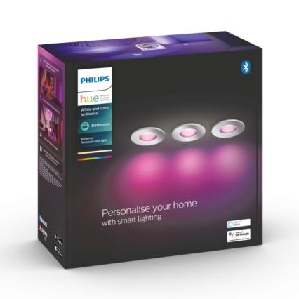 Philips - UPPSÄTTNING 3xLED RGB ljusreglerad badrumslampa  Hue XAMENTO 1xGU10/5,7W/230V IP44 2000-6500K