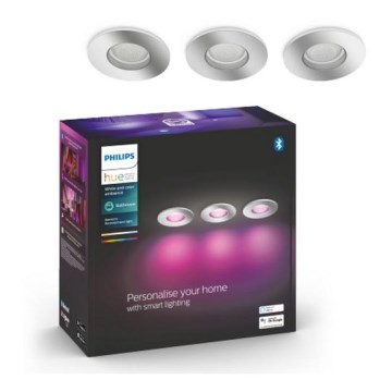 Philips - UPPSÄTTNING 3xLED RGB ljusreglerad badrumslampa  Hue XAMENTO 1xGU10/5,7W/230V IP44 2000-6500K