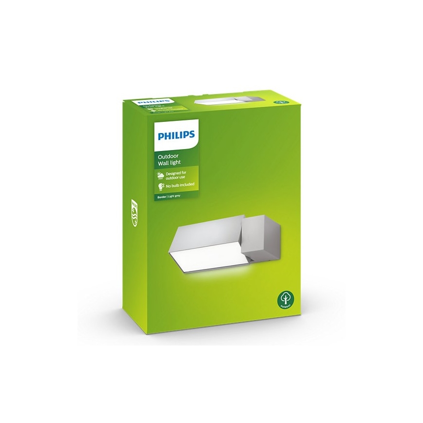Philips - Utomhus vägglampa  BORDER 1xE27/23W/230V IP44 grå