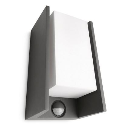 Philips - Utomhus vägglampa  med sensor  BRIDGE 1xE27/15W/230V IP44