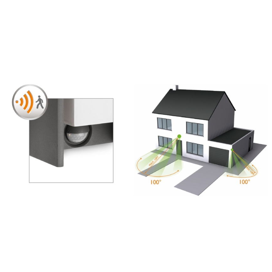 Philips - Utomhus vägglampa  med sensor  BRIDGE 1xE27/15W/230V IP44
