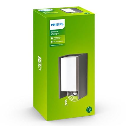 Philips - Utomhus vägglampa  med sensor  BRIDGE 1xE27/15W/230V IP44