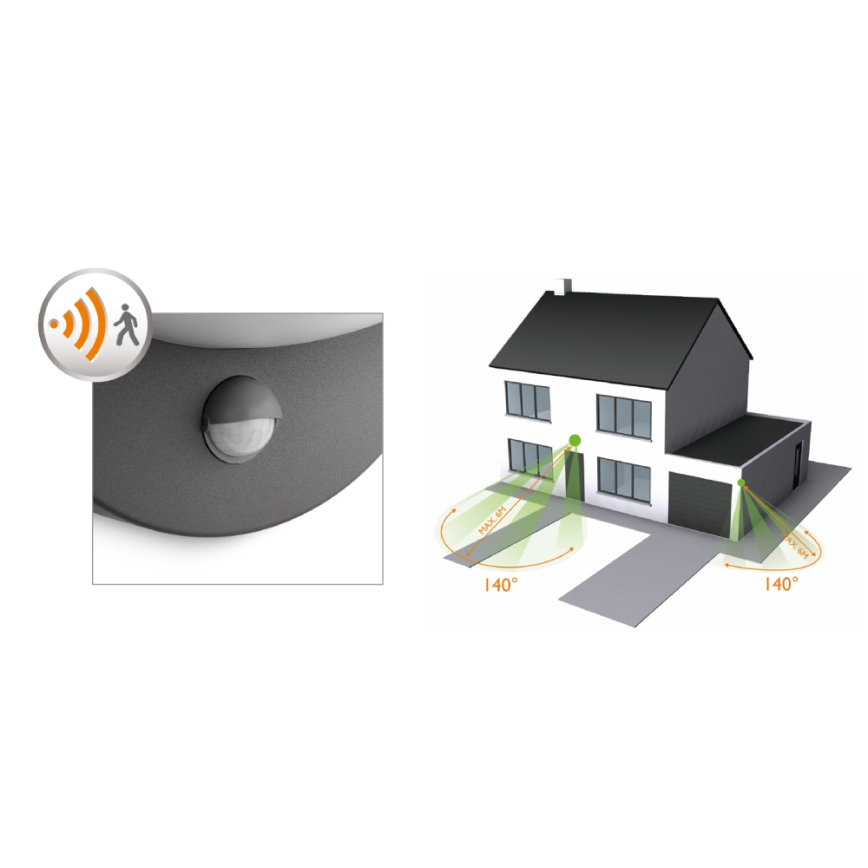 Philips - Utomhus vägglampa  med sensor  JUNE 1xE27/12W/230V IP44