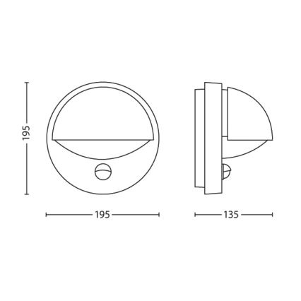 Philips - Utomhus vägglampa  med sensor  JUNE 1xE27/12W/230V IP44