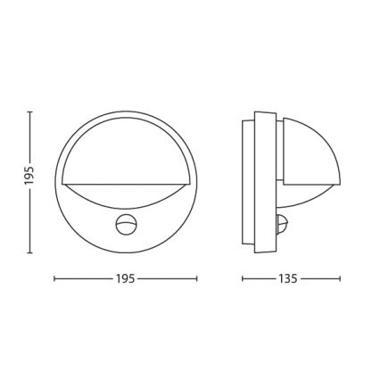 Philips - Utomhus vägglampa  med sensor  1xE27/12W/230V IP44