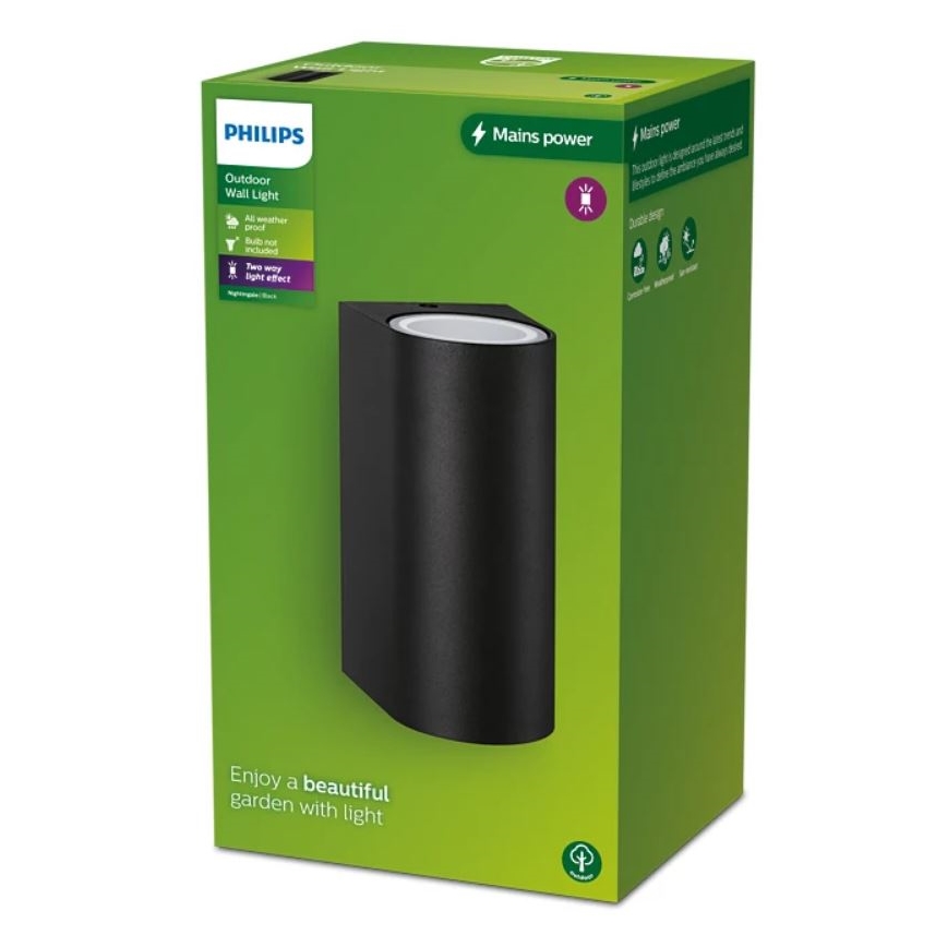Philips - Vägglampa för utomhusbruk NIGHTINGALE 2xGU10/35W/230V IP44